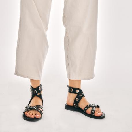 Claris Virot Sandales Python Laurette Noir