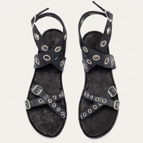 Claris Virot Sandales Python Laurette Noir
