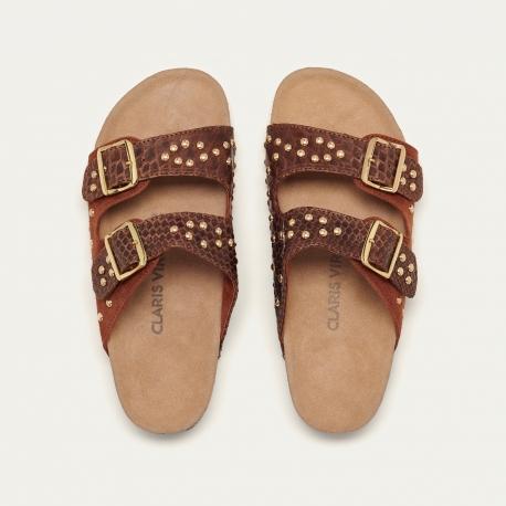 Claris Virot Sandales Python Odette Choco