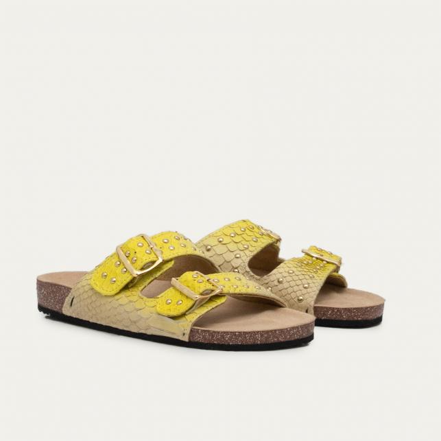 Claris Virot Sandales Python Odette Jaune Mais