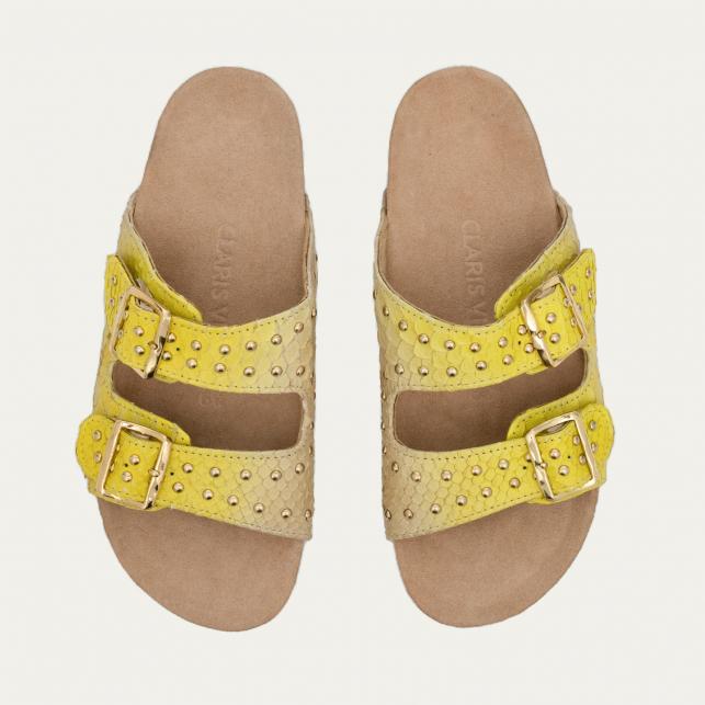 Claris Virot Sandales Python Odette Jaune Mais