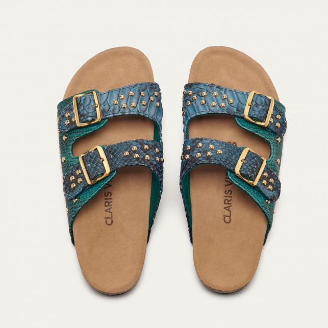 Claris Virot Sandales Python Odette Lagon