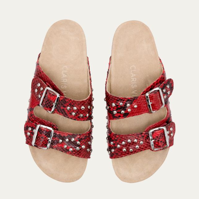 Claris Virot Sandales Python Odette Rubis