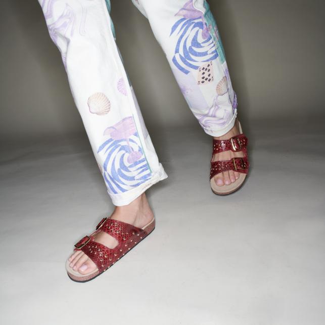 Claris Virot Sandales Python Suède Odette Bordeaux