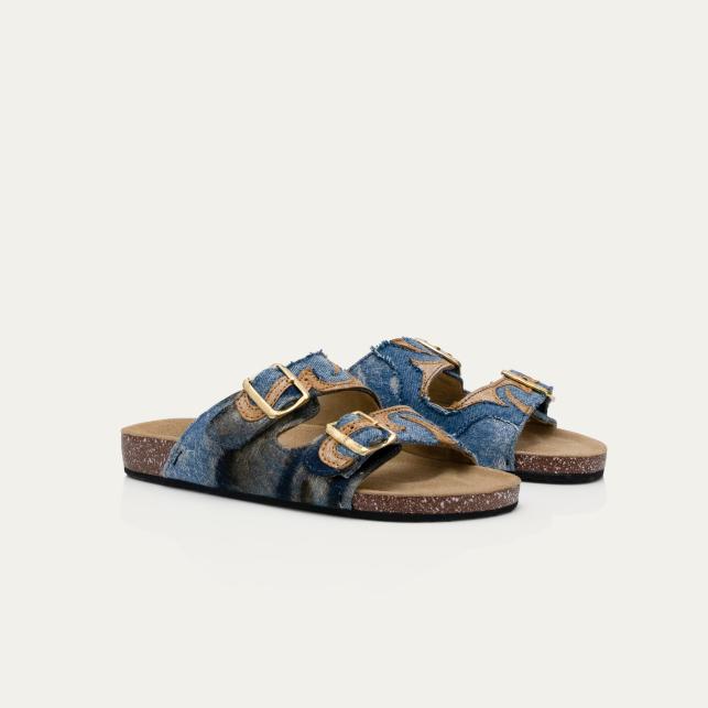 Claris Virot Sandales Tissu Odette Patchwork Denim