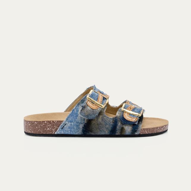 claris virot Sandales tissu Odette patchwork denim