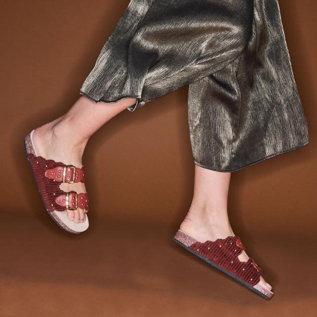 Claris Virot Sandales Velours Odette Brique