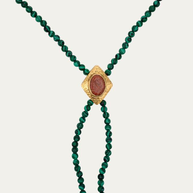 Claris Virot Collier Malachites Et Opale - Claris Virot
