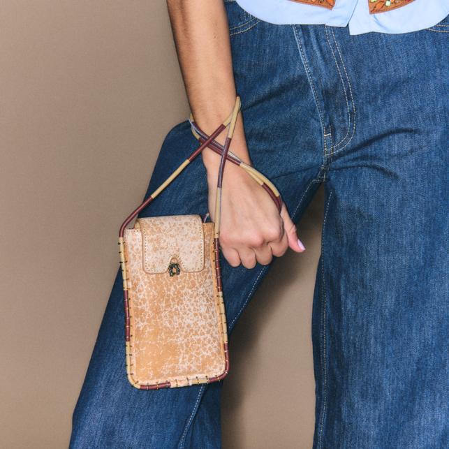 Claris Virot Etui à Lunettes Emile Cuir Sable Blanc