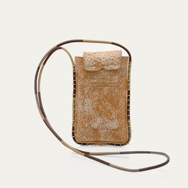 Claris Virot Etui à Lunettes Emile Cuir Sable Blanc