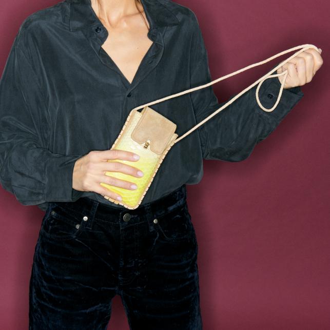 Claris Virot Etui à Lunettes Emile Python Jaune Mais