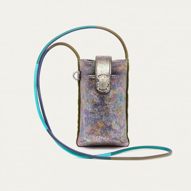 claris virot Etui à Telephone Cuir Double Marcus Essence Métallisé