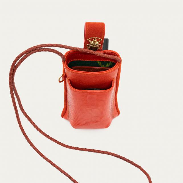 Claris Virot Etui à Telephone Double Marcus Lézard Goyave