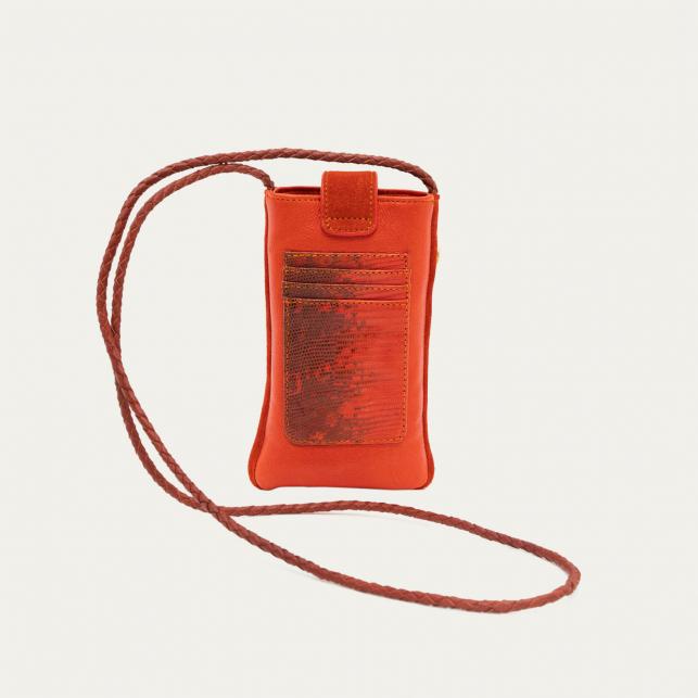 Claris Virot Etui à Telephone Double Marcus Lézard Goyave