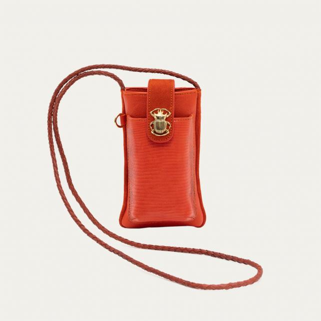 Claris Virot Etui à Telephone Double Marcus Lézard Goyave