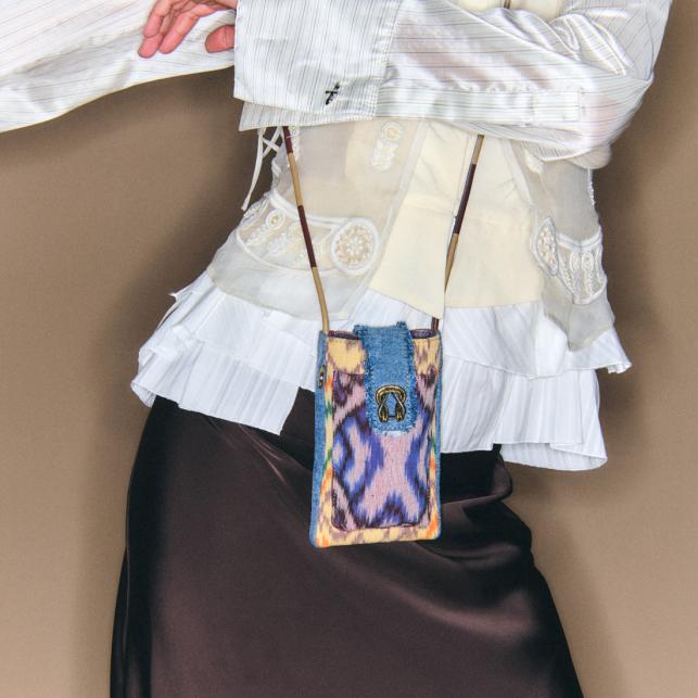 Claris Virot Etui à Telephone Double Marcus Patchwork De Tissus Lasso