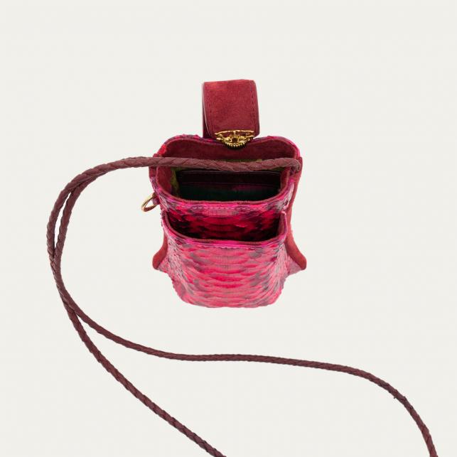 Claris Virot Etui à Telephone Double Marcus Python Celosia Rose