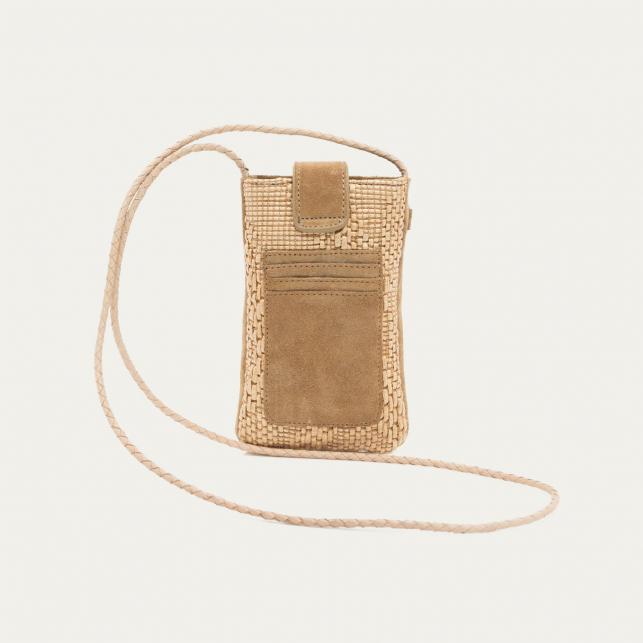 Claris Virot Etui à Telephone Double Marcus Tissu Façon Raphia