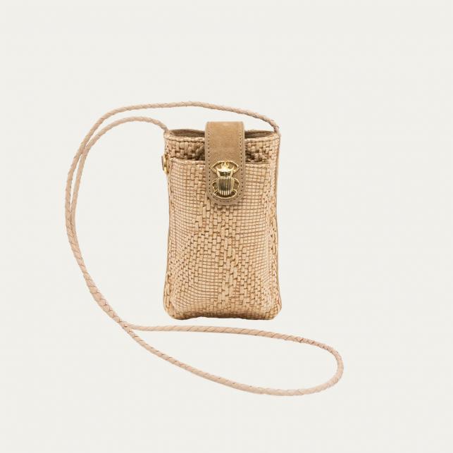 Claris Virot Etui à Telephone Double Marcus Tissu Façon Raphia