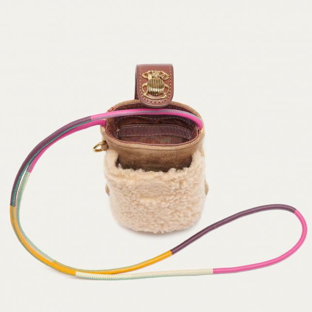 Claris Virot Etui à Telephone Peau Lainée Double Marcus Crémé