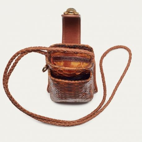 Claris Virot Etui à Telephone Python Double Marcus Moka