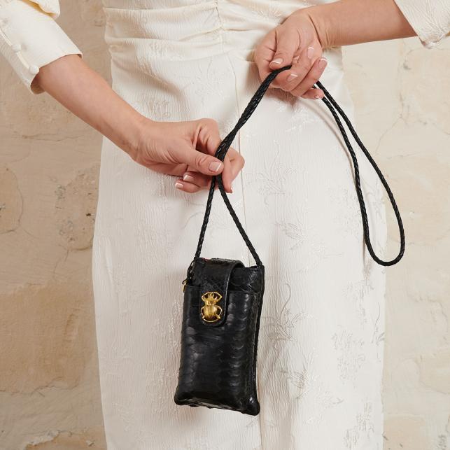 Claris Virot Etui à Telephone Python Double Marcus Noir