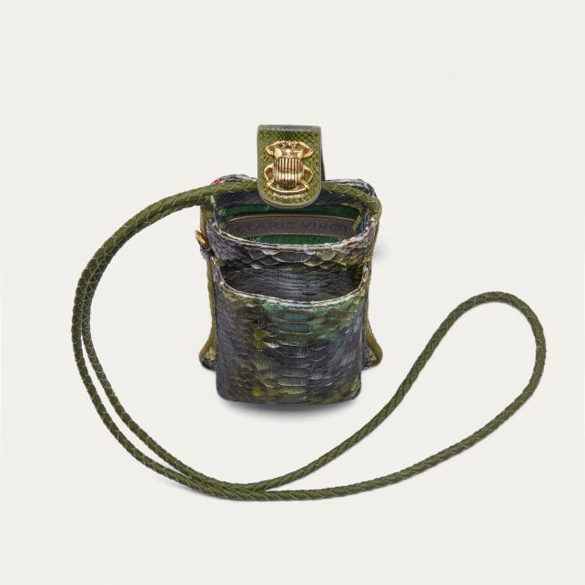 Claris Virot Etui à Telephone Python Double Marcus Vallée Verte