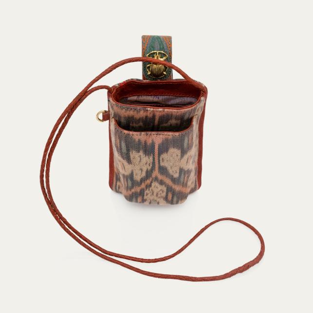 Claris Virot Etui à Telephone Python Double Marcus Vert Bronze