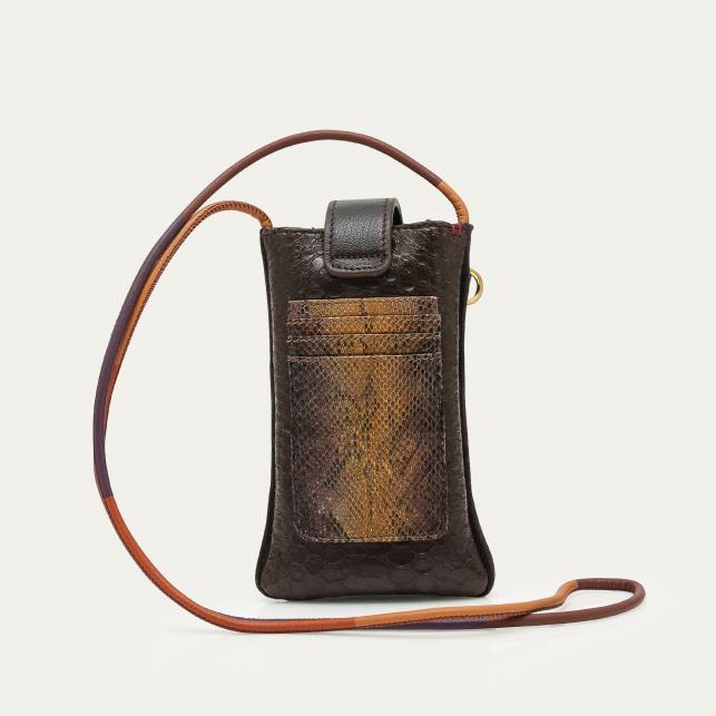 Claris Virot Etui à Telephone Python Double Marcus Vert Bronze