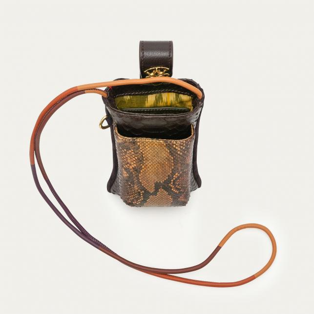 Claris Virot Etui à Telephone Python Double Marcus Vert Bronze