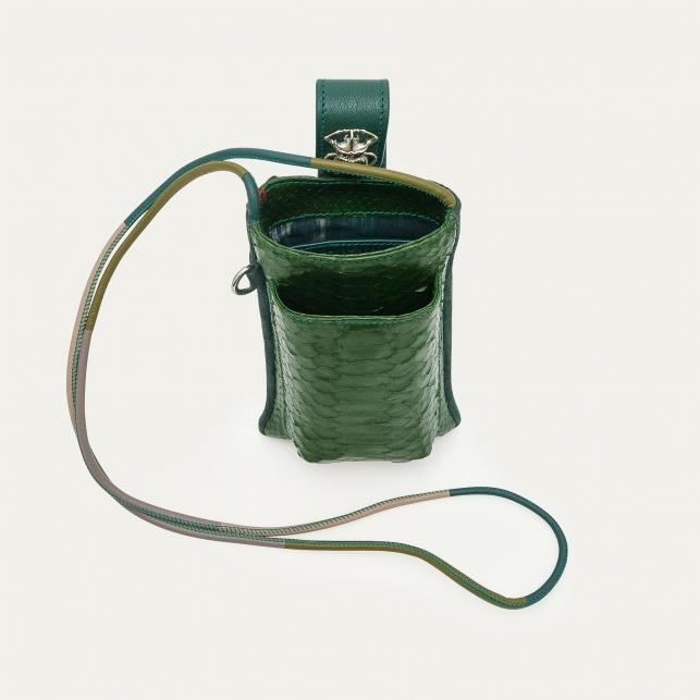 Claris Virot Etui à Telephone Python Double Marcus Vert Bronze