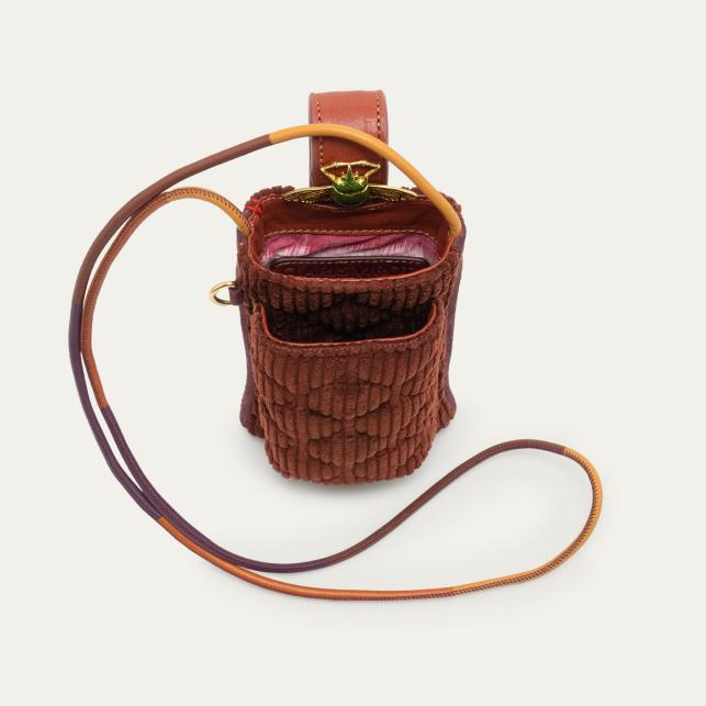 Claris Virot Etui A Telephone Tissu Double Marcus Brique Matelassée