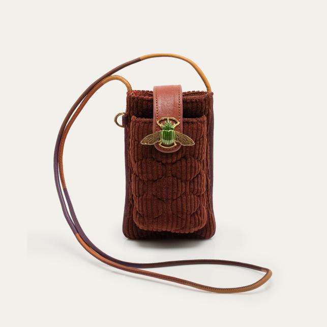 Claris Virot Etui A Telephone Tissu Double Marcus Brique Matelassée