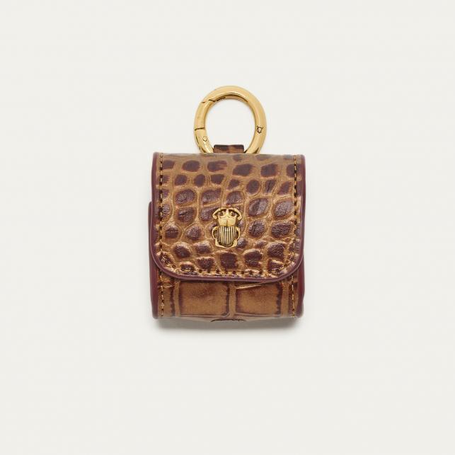 claris virot Etui Airpod Jamie Cuir Embossé Croco Ecorce
