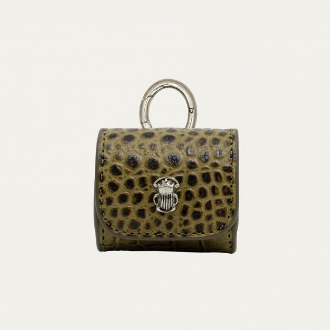 Claris Virot Etui Airpod Jamie Cuir Embossé Croco Kaki