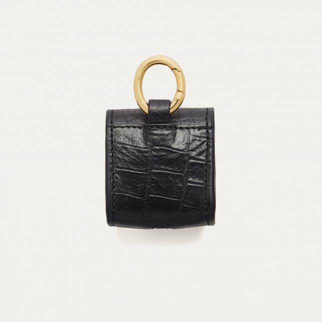 Claris Virot Etui Airpod Jamie Cuir Embossé Croco Noir