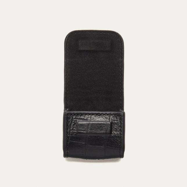 Claris Virot Etui Airpod Jamie Cuir Embossé Croco Noir