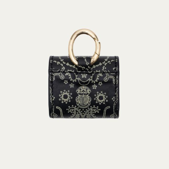 Claris Virot Etui Airpod Jamie Cuir Noir Imprimé Bandana