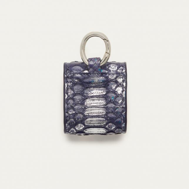 Claris Virot Etui Airpod Jamie Python Bleu Glacier Métallisé