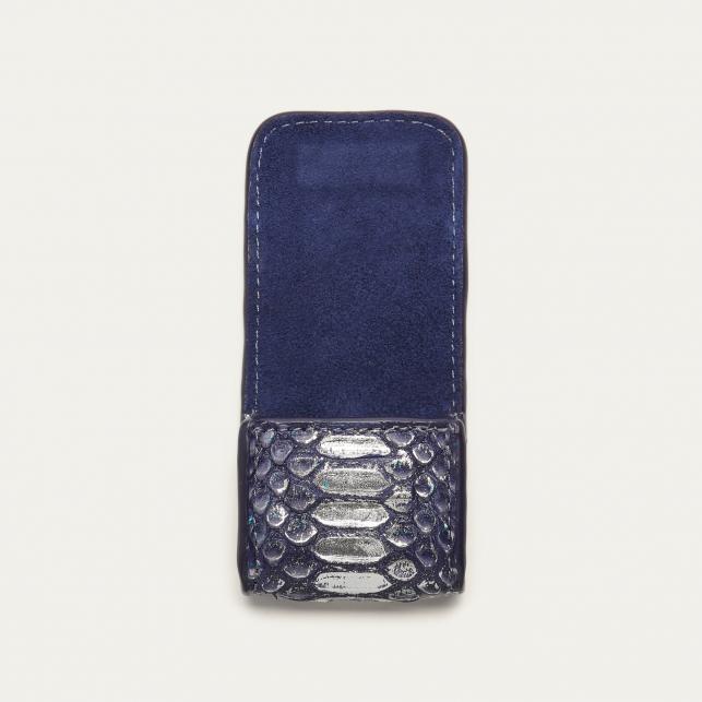 Claris Virot Etui Airpod Jamie Python Bleu Glacier Métallisé