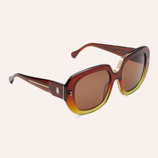 Claris Virot Lunette De Soleil Claris Virot Samama Cognac Vert Trans Brun - Claris Virot