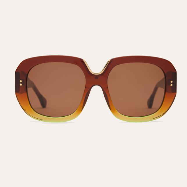 claris virot Lunette de Soleil Claris Virot Samama Cognac Vert Trans Brun - Claris Virot