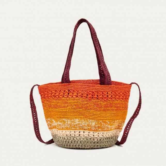 claris virot Mini Panier Stella S Raphia Arc-en-ciel Orange