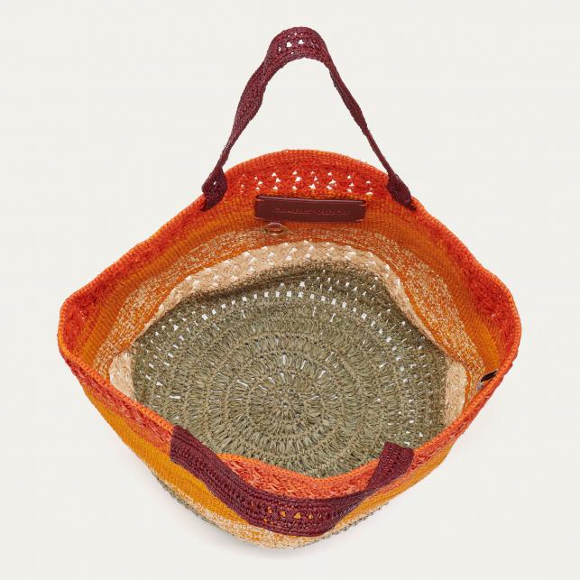 Claris Virot Panier Stella L Raphia Arc-en-ciel Orange