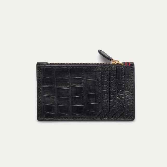 Claris Virot Porte Carte Cuir Embossé Croco Helena Noir