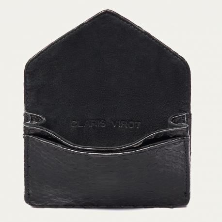 Claris Virot Porte Cartes Python Alex Noir Scarabée Argent