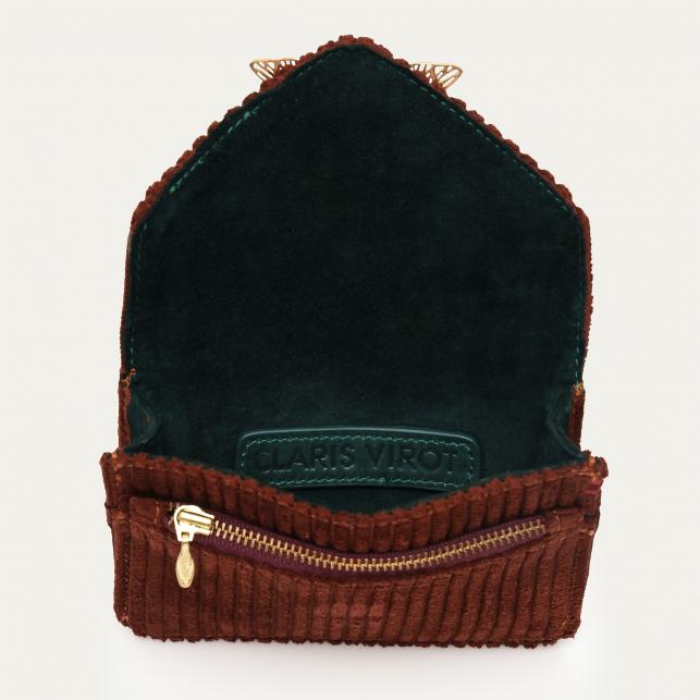 Claris Virot Porte Cartes Tissu Alex Brique Matelassé