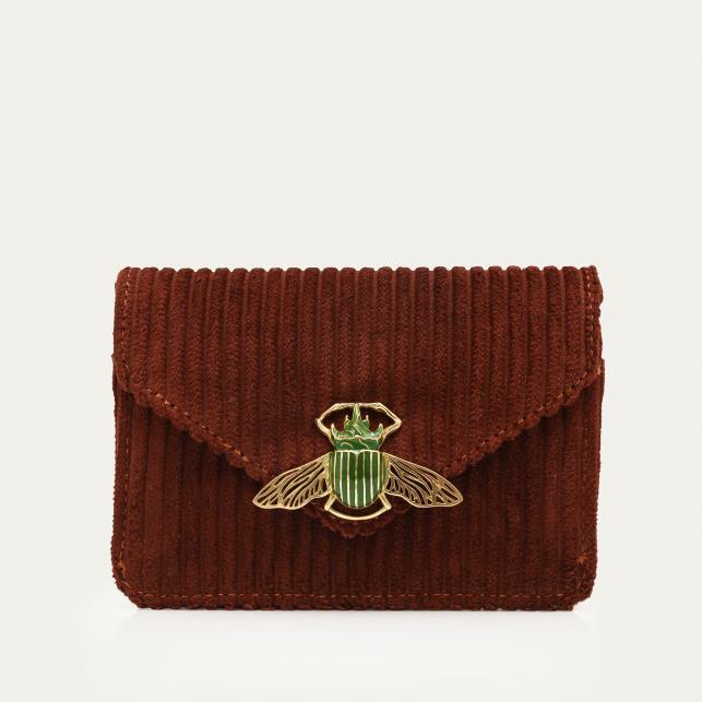 claris virot Porte Cartes Tissu Alex Brique Matelassé