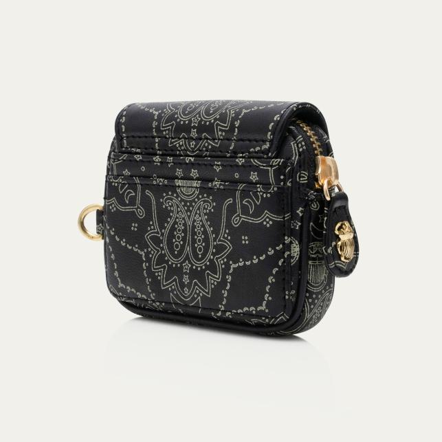 Claris Virot Porte-Monnaie Cuir Karl Nappa Noir Imprimé Bandana