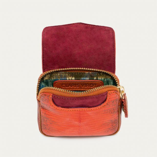 Claris Virot Porte-Monnaie Lézard Karl Orange Goyave